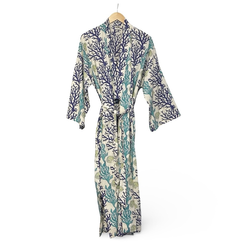 Natural Habitat Robe Blue and Green‎ Coral Cotton size
